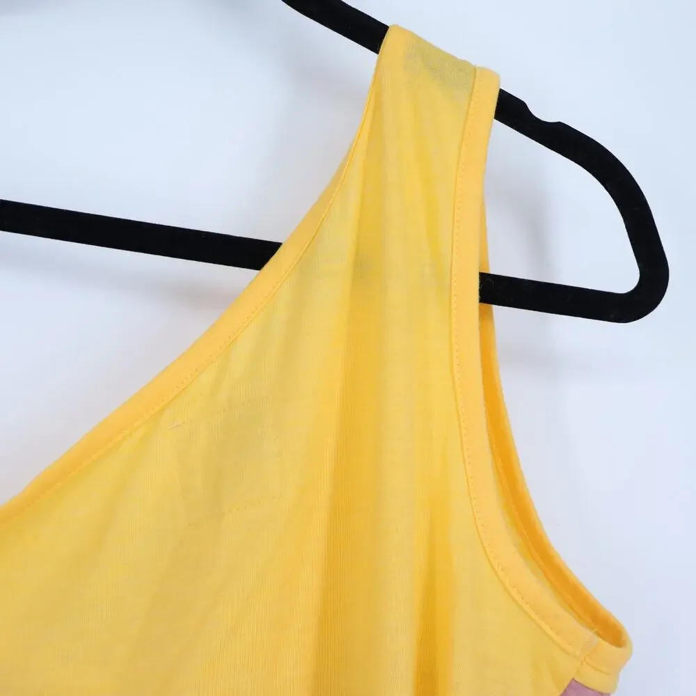 CAMP COLLECTION X FREE PEOPLE One Shoulder Stripe Tee Yellow Tank Women's S